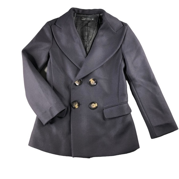 Zara Wool Blend Double Breasted Large Button Stadium Blazer - Picture 1 of 9
